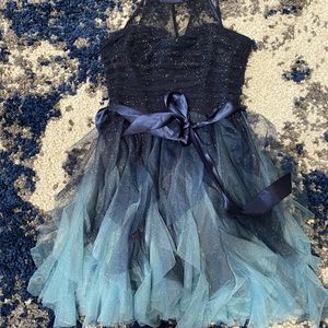 Ombré blue and light blue dress with glitter